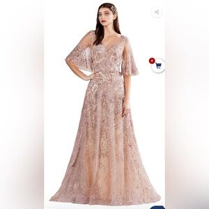 Andrea and Leo Couture Prom Wedding Pink beaded A-Line Gown size 6